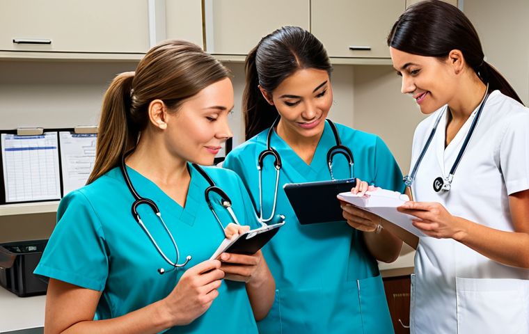 간호사의 시간 관리 도구 추천 - Digital Calendar for Nurses**

A nurse in a clean, modern hospital setting, using a digital calendar...