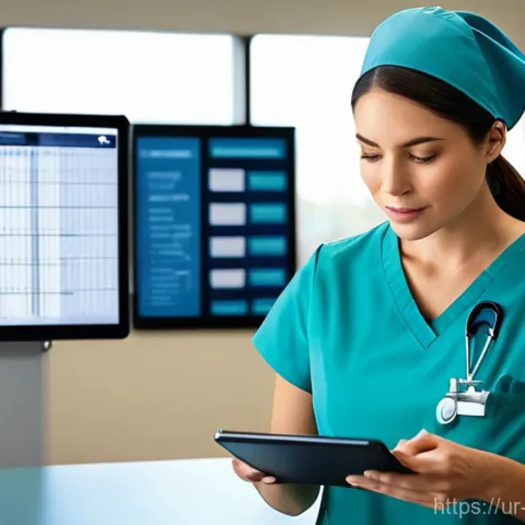 간호사로서의 시간관리 비법 - **Prompt: A focused female nurse in her late 20s, wearing clean, professional hospital scrubs and a ...