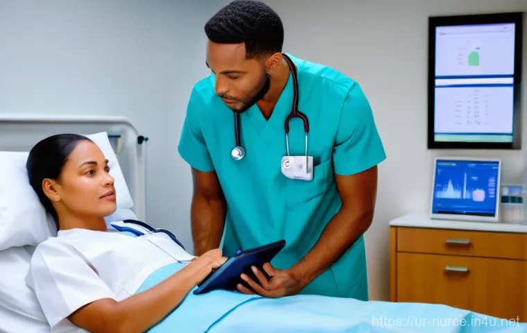 간호사로서의 시간관리 비법 - **Prompt: A focused female nurse in her late 20s, wearing clean, professional hospital scrubs and a ...