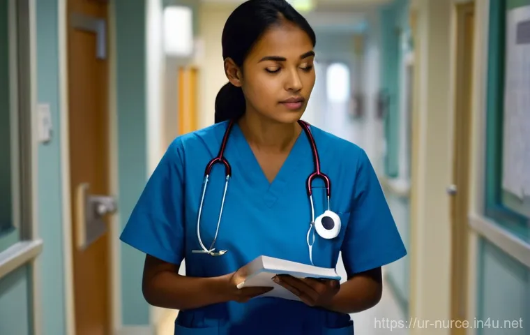 간호사 실무와 이론의 차이 - **Prompt 1: The Weight of Reality in Hospital Corridors**
    "A young female nurse, in her early tw...