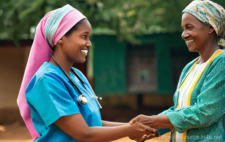 간호사와 봉사활동을 병행하기 - **A nurse's compassionate care in a community health camp.**
    Detailed image prompt: A kind femal...