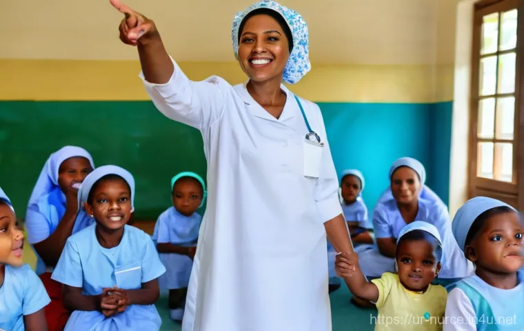 간호사와 봉사활동을 병행하기 - **A nurse's compassionate care in a community health camp.**
    Detailed image prompt: A kind femal...