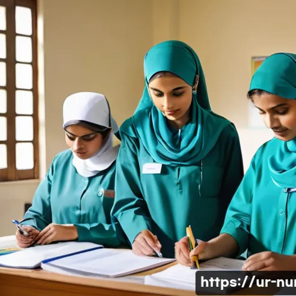 간호사의 자기 계발을 위한 도서 추천 - A detailed and realistic hospital nursing classroom scene in Pakistan, featuring a diverse group of ...