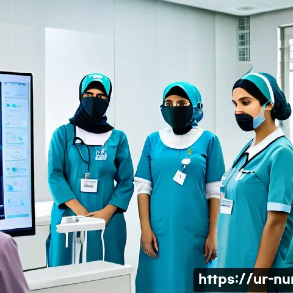 간호사의 직무 교육 프로그램 - A modern nursing training workshop scene set in a high-tech simulation center in Karachi, Pakistan, ...